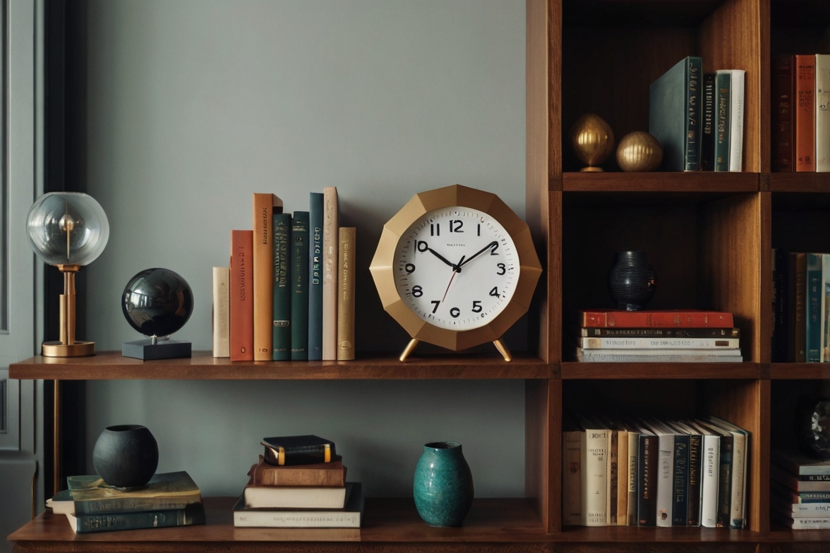Đồng hồ kệ sách - đồng hồ decor để kệ
